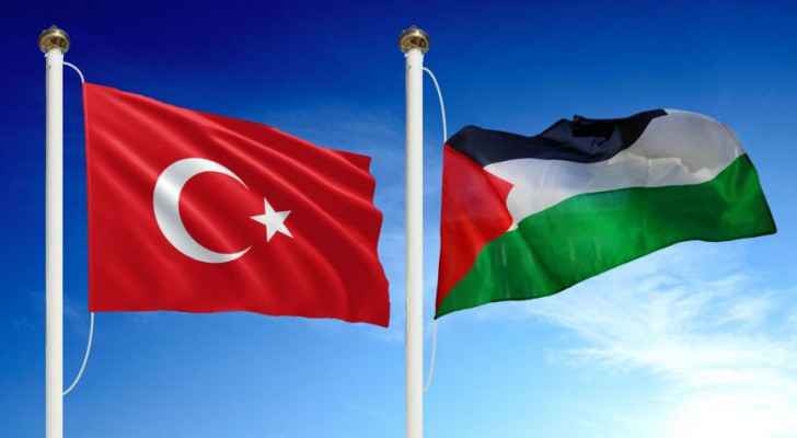 Flags of Turkey and Palestine side-by-side. (Illustrative photo: Ed Woodhouse/Al-Monitor) 