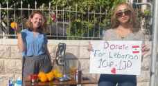 Jordanian women sell orange juice to help Beirut's victims