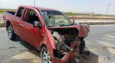 PHOTOS - Five injuries, one serious in traffic accident on Mafraq-Zarqa highway