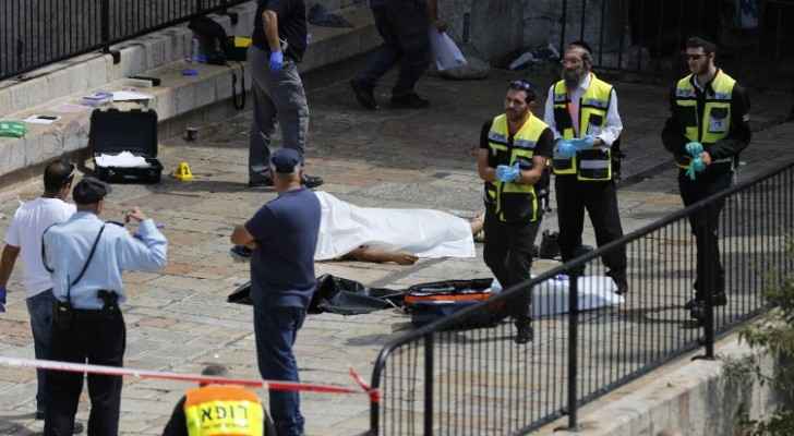 The body of the Jordanian citizen who was shot dead by an Israeli policeman in Jerusalem. 