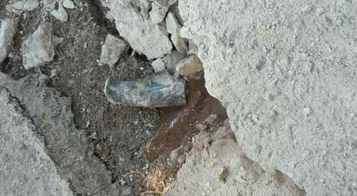 A piece of shrapnel which fell in Ramtha District on Tuesday morning 