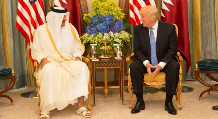 resident Donald Trump meets with the Emir of Qatar during their bilateral meeting, Sunday, May 21, 2017, at the Ritz-Carlton Hotel in Riyadh, Saudi Ar