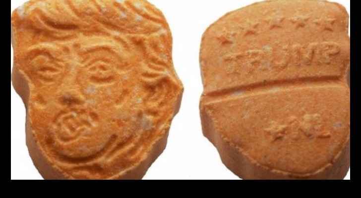 The pills show the US President’s face and famous hairstyle on one side, while his name is printed on the reverse.
