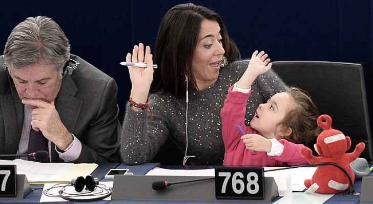 Italian MEP Licia Ronzulli known for taking her daughter to European Parliament sessions.