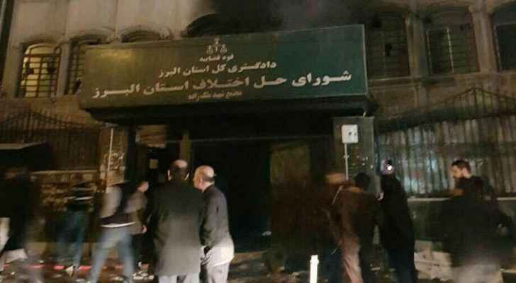 An unverified photo showing extensive damage to the prosecutors office in Iran’s Karaj. (Twitter) 