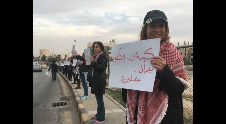 Latest human series in Amman to protest against the gas deal. (Amman's power button is under Liberman's control) (From Jordan BDS)