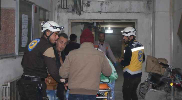 The White Helmets teams evacuating people in hospital in Maaret al Numan after Russian airplanes attacked it. (TheWhiteHelmetsTwitter)