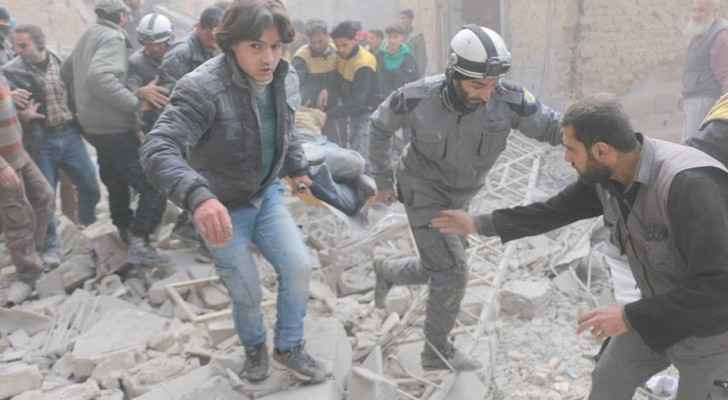 The Civil Defence Forces known as the White Helmets evacuating injuries in Eastern Ghouta. (TheWhiteHelmets)
