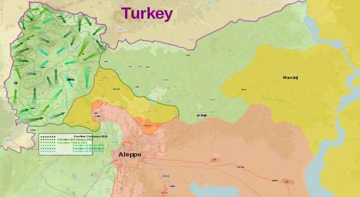 Map of Syria showing Afrin, Manbij and Idlib