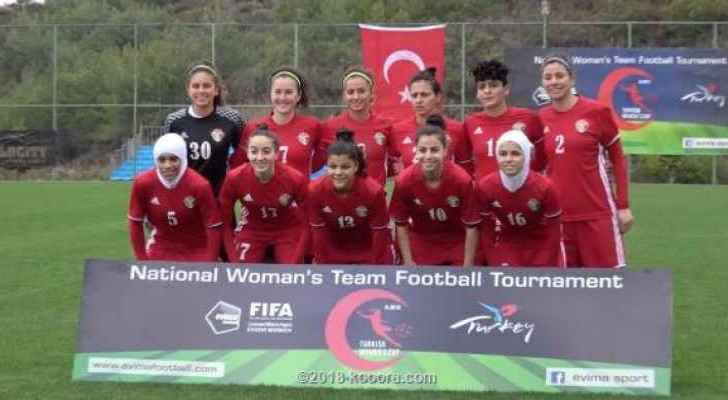 The Jordanian women's national football team. (File Photo)