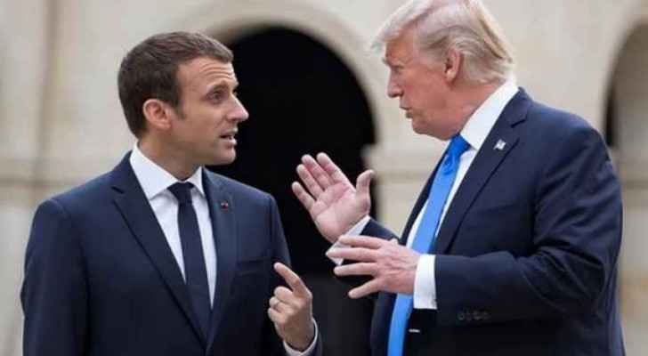Donald Trump and Emmanuel Macron (on the left)  
