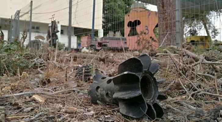 The remains of a mortar shell that struck the yard of a kindergarten in the Eshkol. (The Times of Israel)
