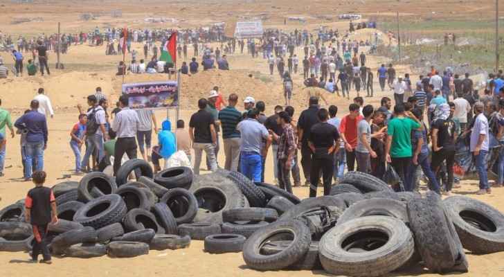  Photo of the demonstrations near the Gaza borders today