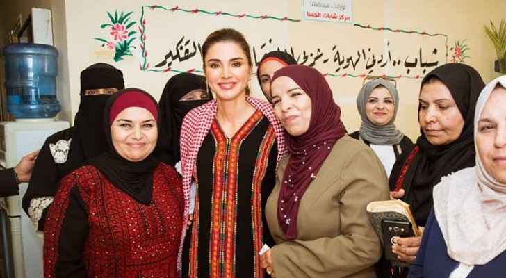 Queen Rania meets with women from Tafileh's Family Empowerment project