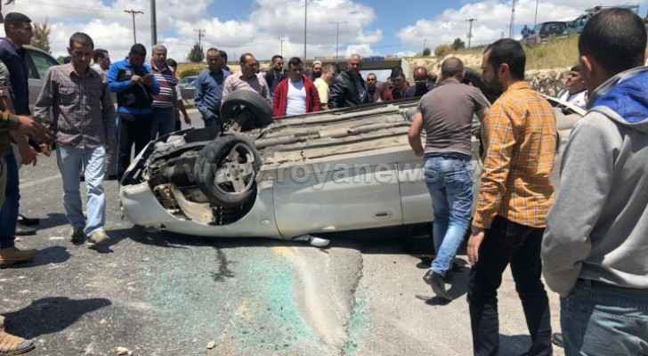 Photos: Injuries in rollover vehicle accident on Irbid road