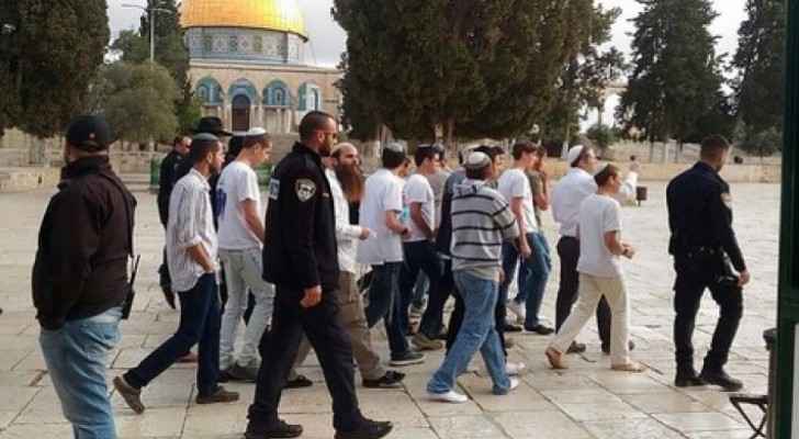 Dozens of radical settlers storm Al-Aqsa Mosque this morning