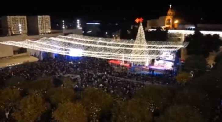 Christmas tree lit in Bethlehem marking beginning of celebrations