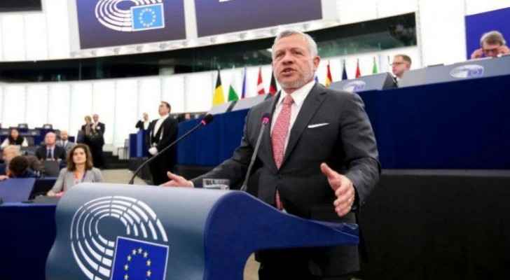 King delivers address to European Parliament