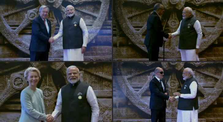 India PM Modi greets leaders arriving at G20 summit