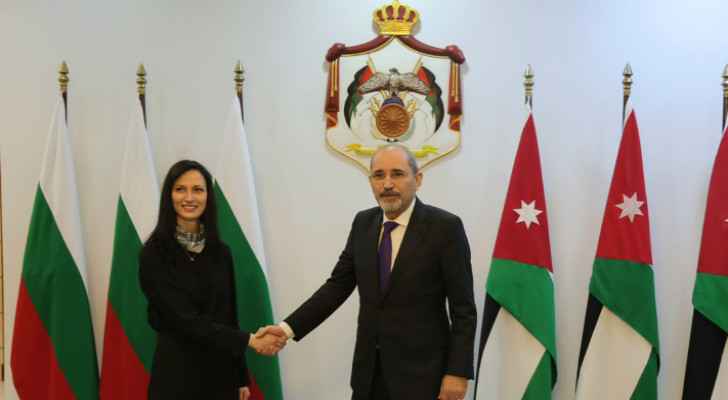 Deputy Prime Minister and Minister of Foreign Affairs and Expatriates, Ayman Safadi and his Bulgarian counterpart, Mariya Gabriel