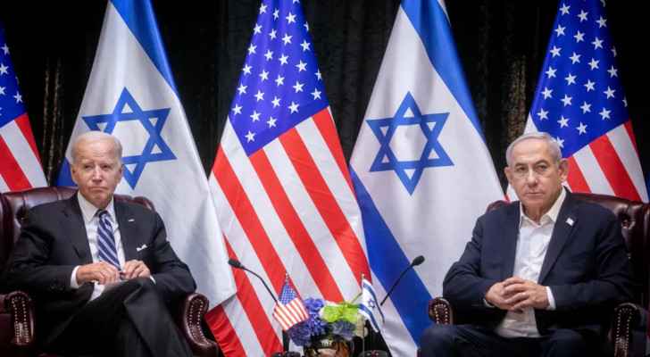 US President Joe Biden and “Israeli” Prime Minister Benjamin Netanyahu in Tel Aviv (October 18, 2023) (Photo: AFP) 