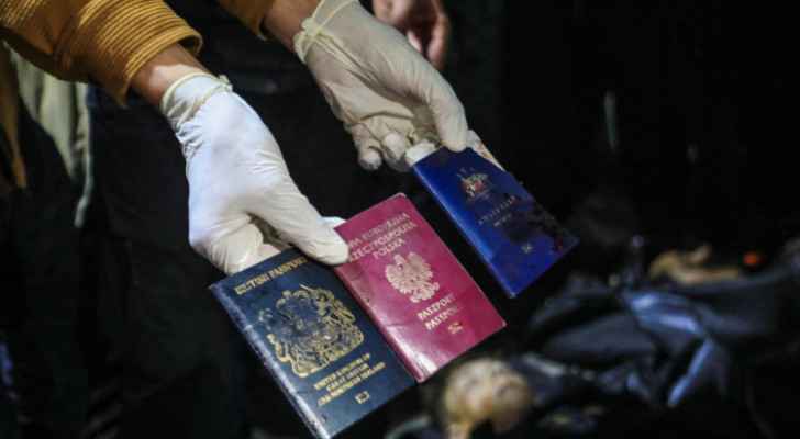 Blood-stained passports for the foreign aid WCK workers killed in an "Israeli" airstrike. 