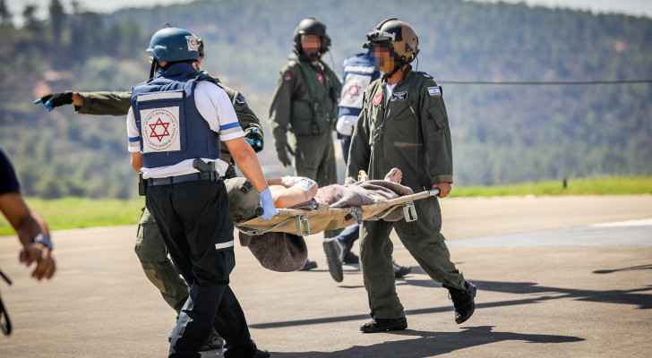 “Israeli soldiers” being transported to Hadassah Ein Kerem Hospital in Jerusalem (October 7, 2023) (Photo: Flash90)