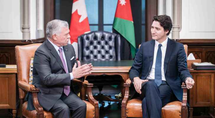 His Majesty King Abdullah II and Canadian Prime Minister Justin Trudeau. (January 27, 2023) (Photo: Royal Hashemite Court)