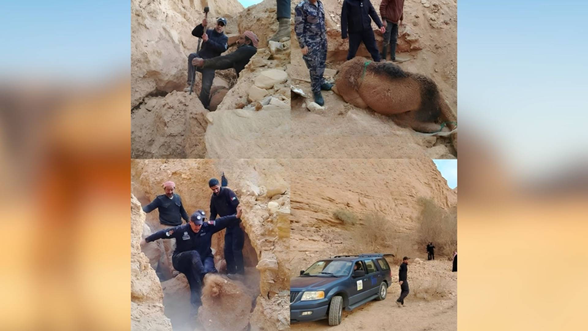 Civil Defense rescues camel trapped in 12-meter pit