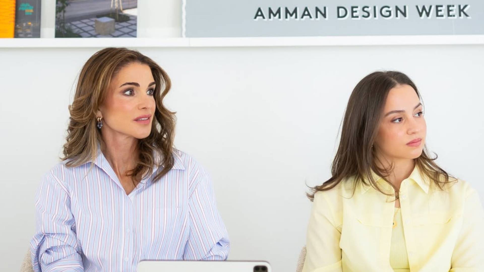 VIDEO: Queen Rania, joined by Princess Iman, meets with Amman Design Week team
