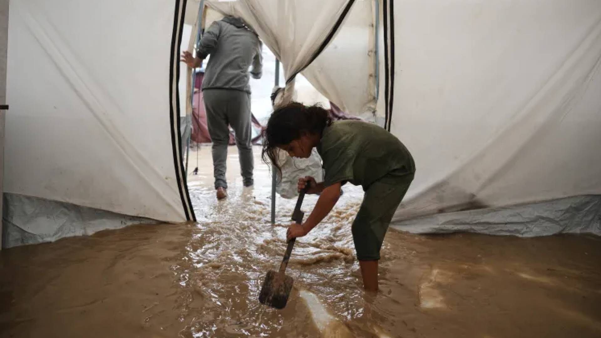 Gaza’s displaced struggle as storms flood tents, camps