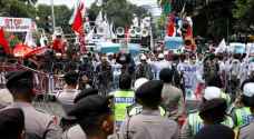 Thousands of Indonesians protesting against Myanmar in Jakarta