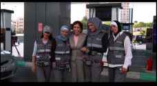 Girl power: Princess Basma visits one of the only female gas station workers in Jordan