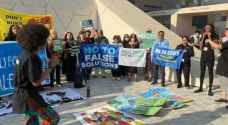 Climate activists protest outside COP28 talks in Dubai