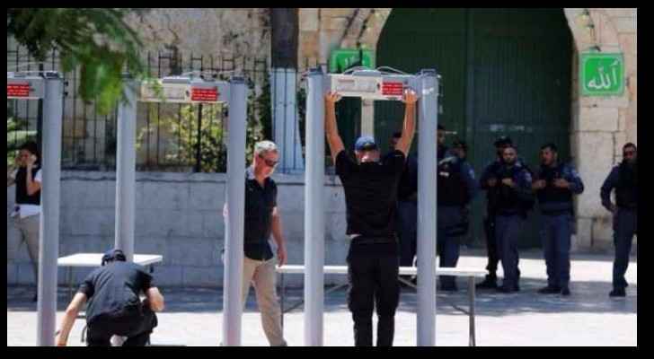 Metal detectors installed outside Al Aqsa mosque in Jerusalem