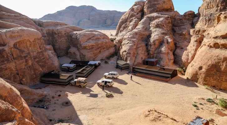 One of the tourist camps at Wadi Rum. 