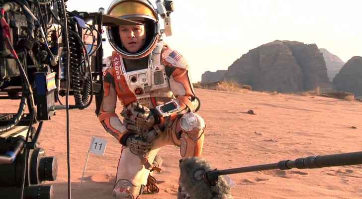 Actor Matt Damon while shooting The Martian in Wadi Rum, Jordan.