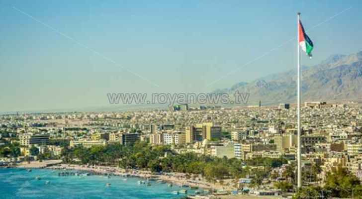 Aerial view of the port city of Aqaba.