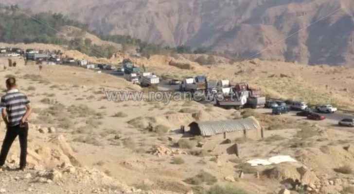Part of the road closure in the western valleys of Karak