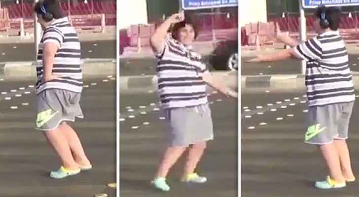 The brave boy dances to the Macarena in Jeddah.
