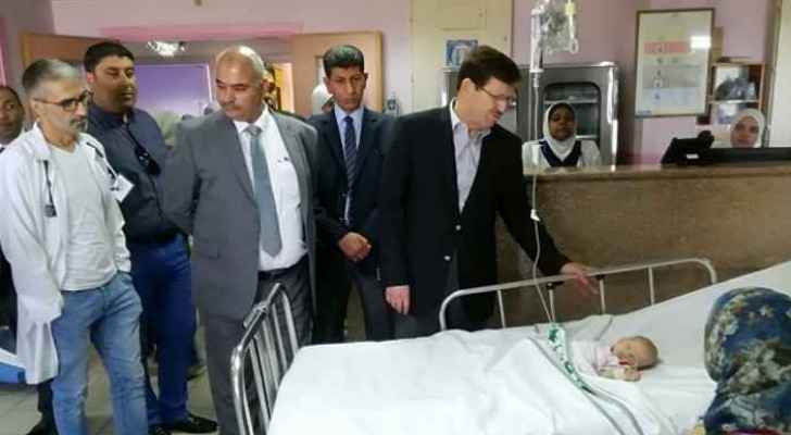 Al Sheyyab during his visit to Al Bashir Hospital today.