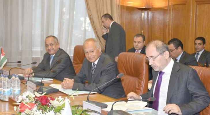 Foreign Minister Ayman Safadi discussing regional issues at the meeting in Cairo. (Photo Credit: Petra News Agency)