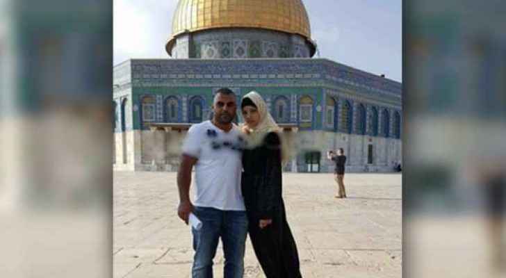 The Jewish-convert with her ex-husband outside Al Aqsa Mosque. 