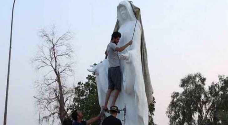 The statue was take away in the early hours of Tuesday morning.