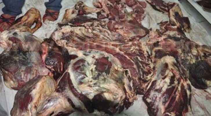 Half a ton of spoiled meat was seized in a local butcher shop in Irbid Saturday.