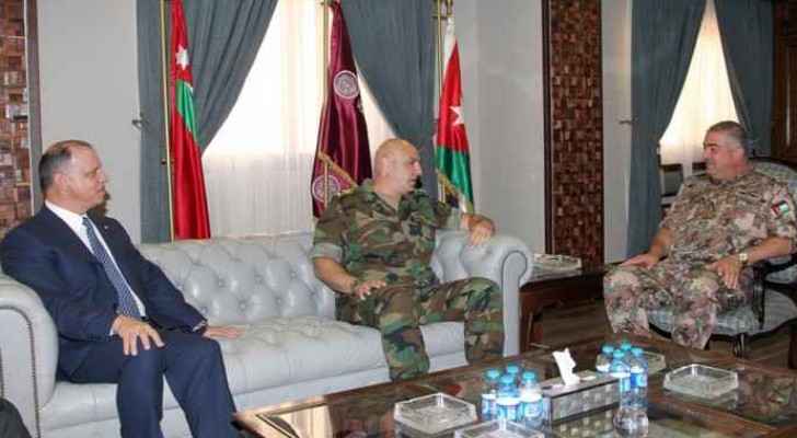 Prince Faisal, Aoun, and Freihat during the meeting.