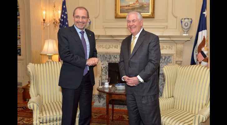 Safadi and Tillerson during a meeting in Washington in February 2017. (Google+)