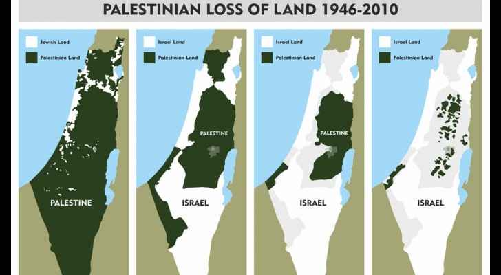 Map shows Palestinians loss of land since 1946-2010. (Wikimedia Common)