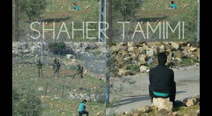Musaab Tamimi moments before he was shot dead by Israeli forces. (Palestine Information Center)
