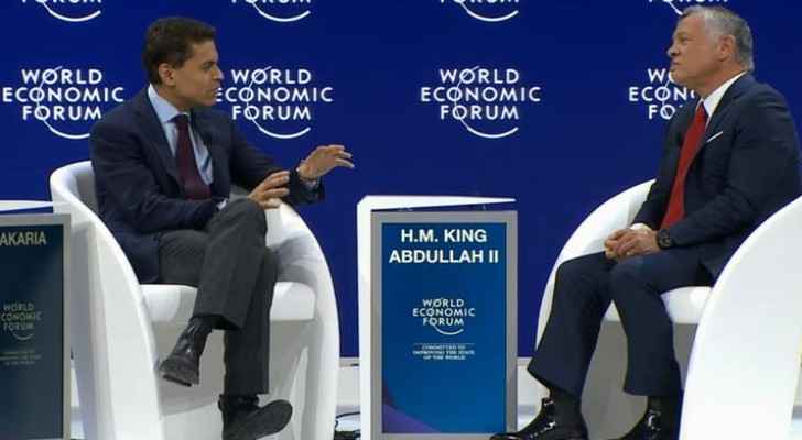 King Abdullah speaking with Fareed Zakaria at the World Economic Forum (CNN)